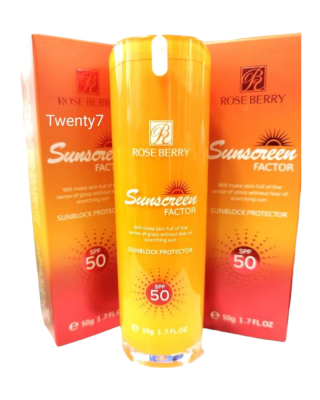 Sun Screen Factor   SPF 50    واقي شمس  50 جم روز بيري